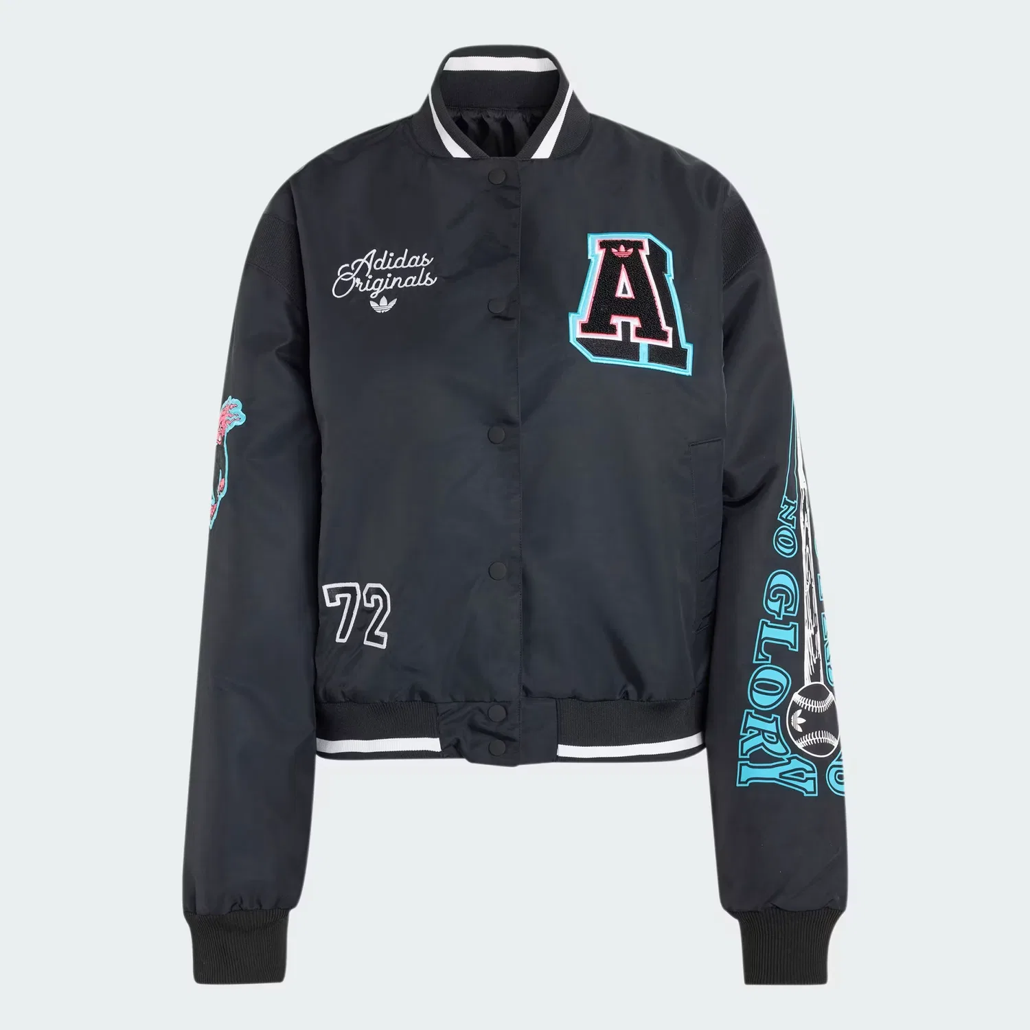 Женская куртка-бомбер оверсайз с патчами Adidas Originals, черный — фото 4