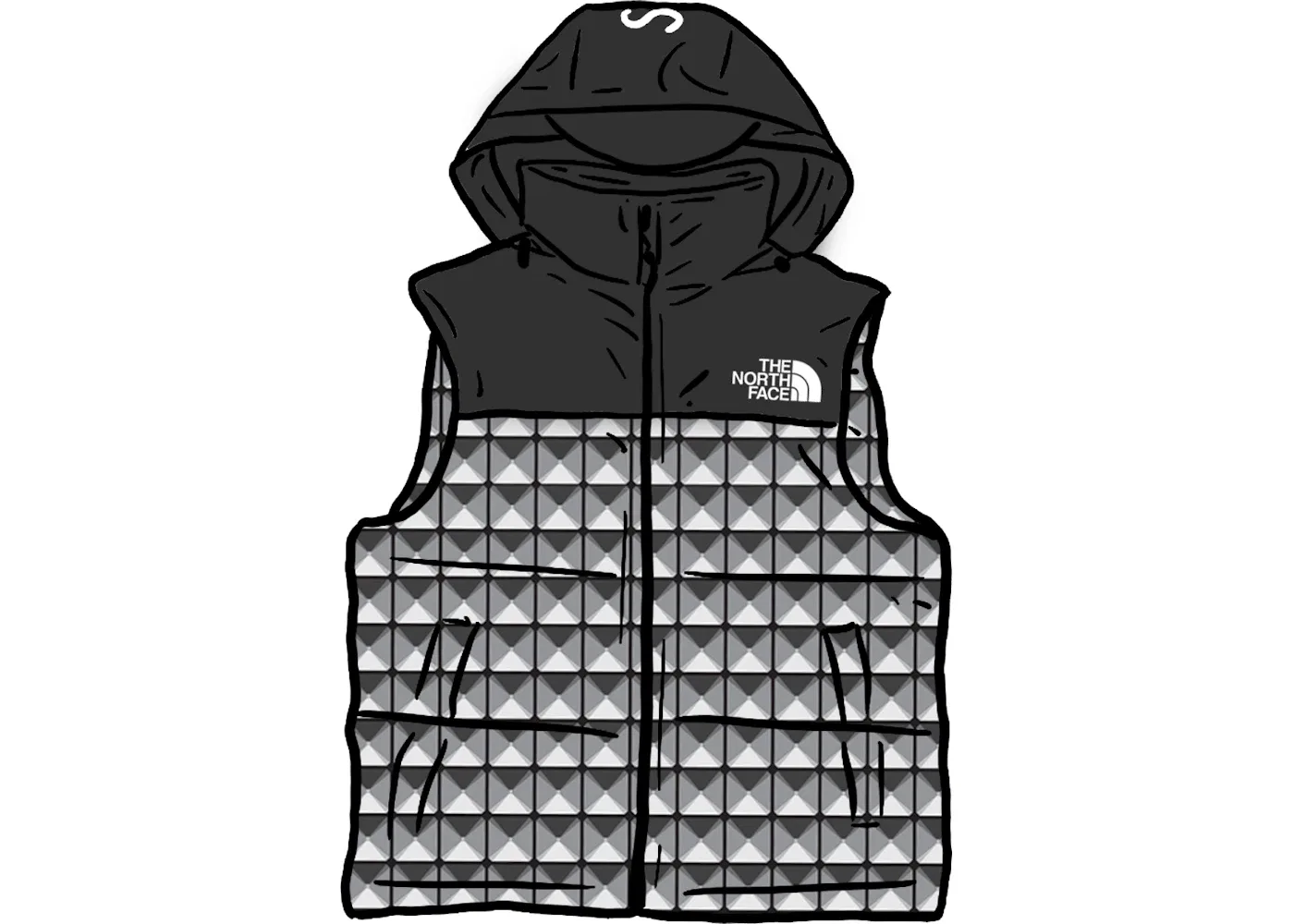 Мужской жилет с принтом The North Face Studded Nuptse Vest Supreme, Black