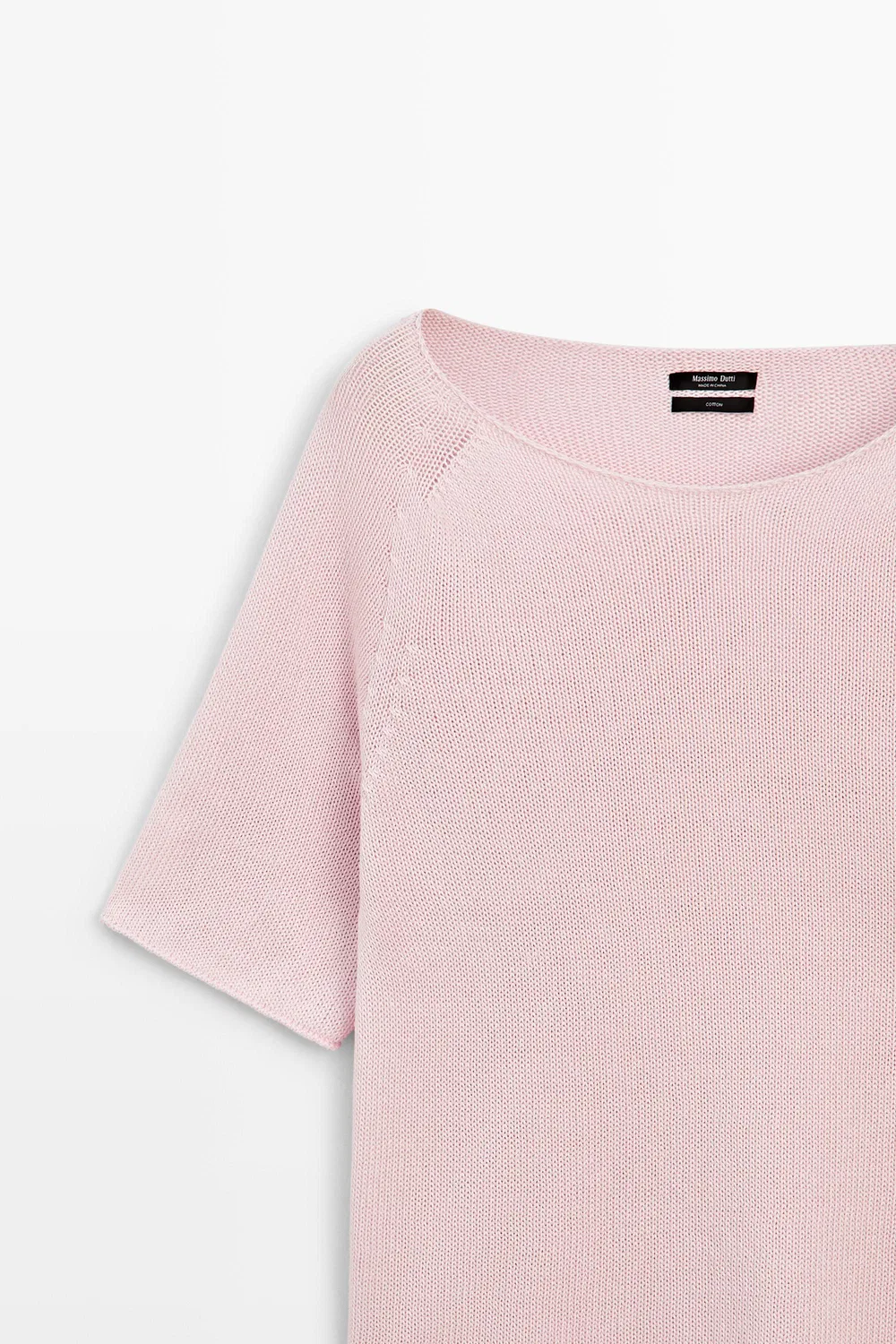 Свитер Massimo Dutti 100% Cotton Boat Neck Knit, розовый — фото 4