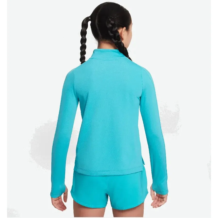 Детская спортивная кофта Dri-FIT с длинным рукавом и четвертью молнии Nike, Зеленый — фото 2