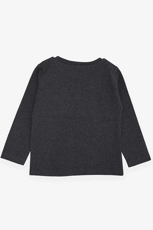 Детская футболка с длинным рукавом с принтом Cool Lion Printed Breeze, Dark Gray Melange — фото 2