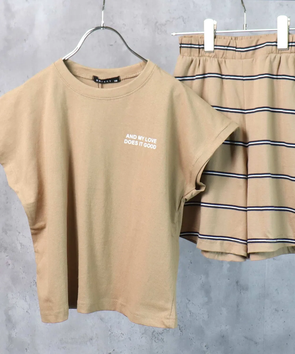 Детский комплект из топа без рукавов и шорт с принтом, модель SHISKY, Beige