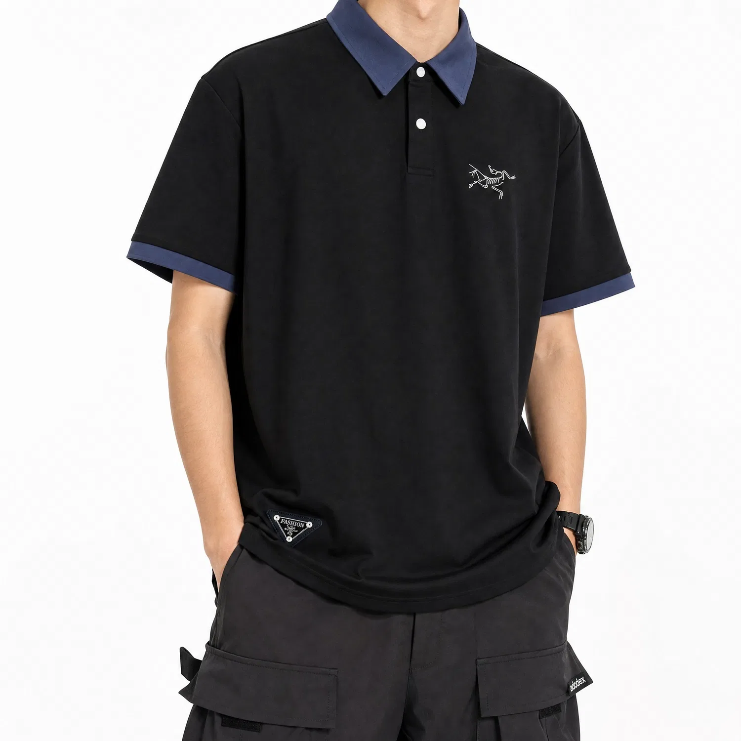 Мужская футболка с отложным воротником прямого кроя Arcteryx, Black — фото 4