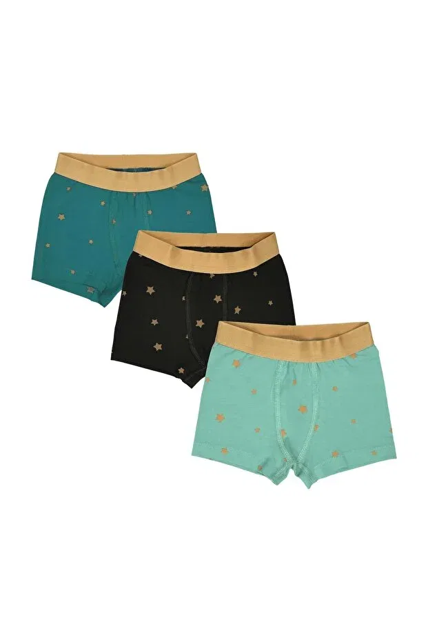 Детский комплект боксеров для мальчиков хлопковый органический Charmed boys' boxer set 3 pieces Organickid, Blue