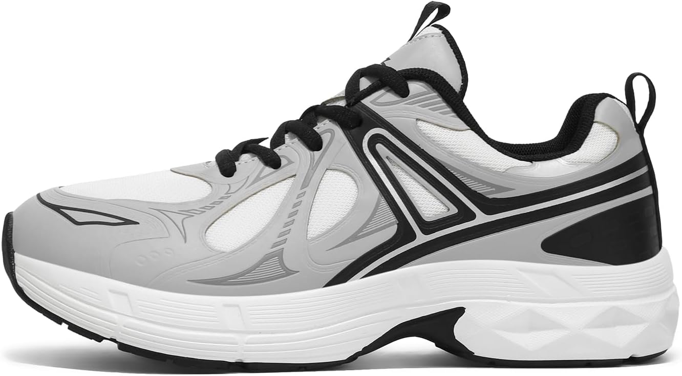 

Мужские кроссовки с толстой подошвой на шнуровке, спортивные, повседневные, противоскользящие, для тенниса, ходьбы и беговых тренировок Lhyxu, черный