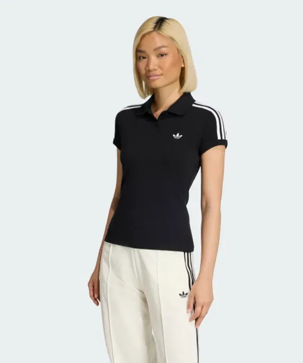 Поло с 3 полосками, slim fit, Adidas, черный/белый