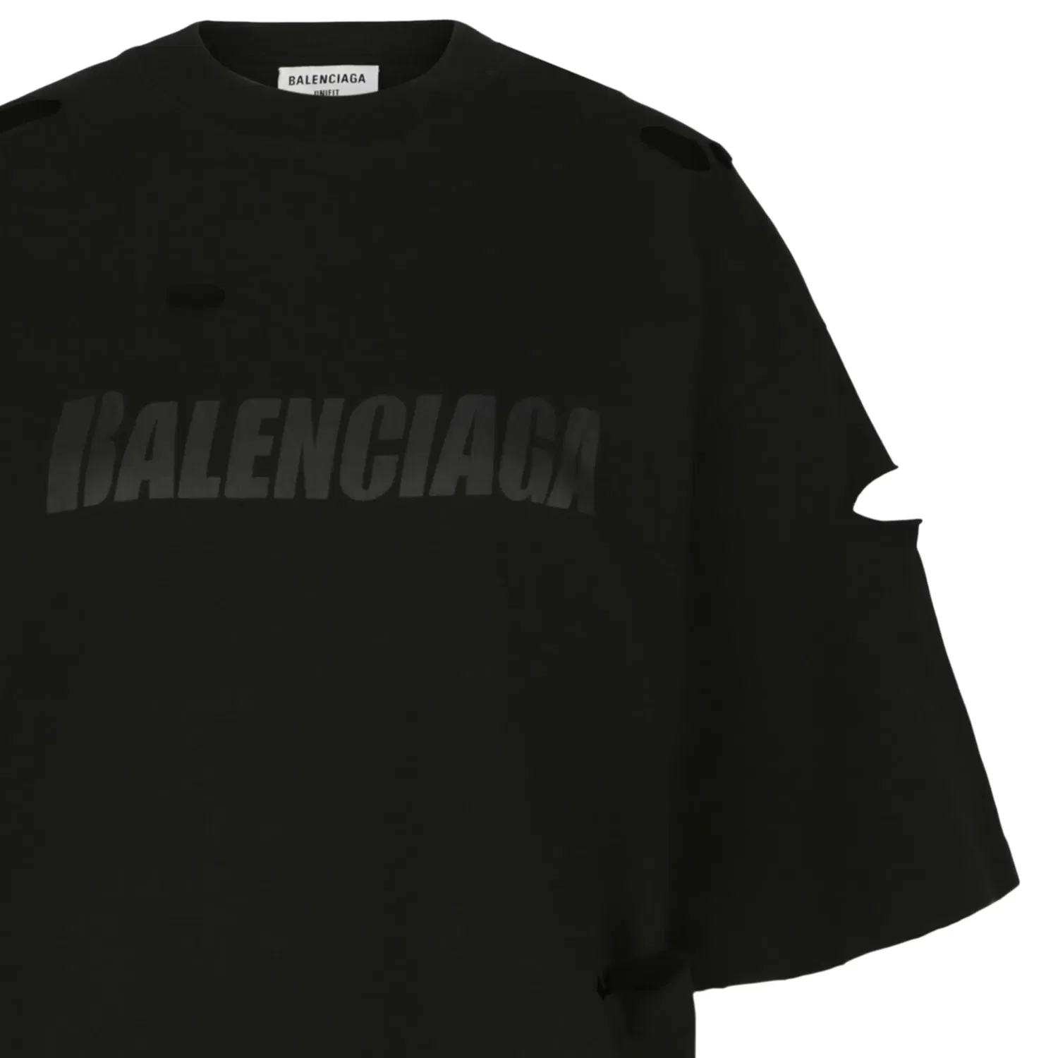 Футболка Balenciaga Caps Destroyed Boxy Fit, черный — фото 3