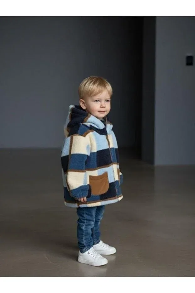 Детское пальто для мальчиков с капюшоном Zekids, Blue — фото 2