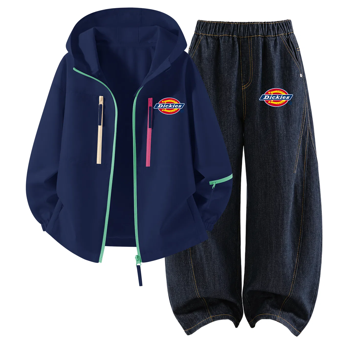 Детский комплект из худи и брюк Dickies, Silicone Logo K Navy Blue+Silicone Logo K Denim Black Blue