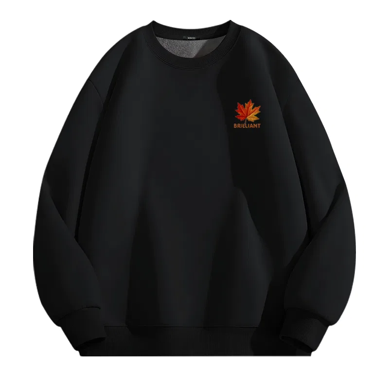 Детский свитшот на флисе с принтом Maple Leaf Chest Logo MINISO, Black