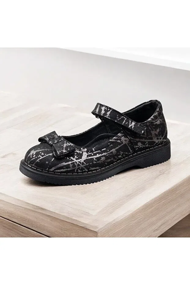 Детские балетки для девочек из натуральной кожи Classic Ballerinas Jojo Kids, Black Platinum — фото 3