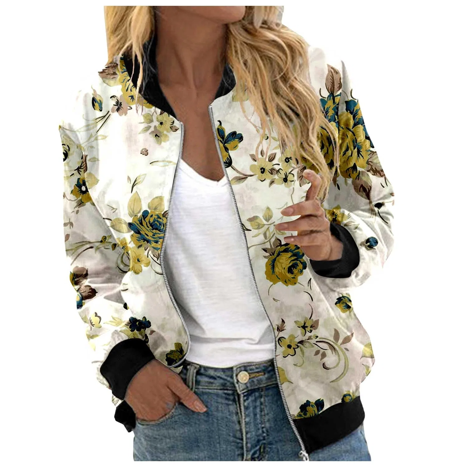 Женская ветровка с молнией Bomber Jacket College Blouson, Giallo