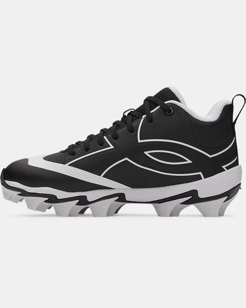 Бейсбольные шиповки с высоким голенищем UA Leadoff Icon Mid RM Jr. UnderArmour, Black/White — фото 2