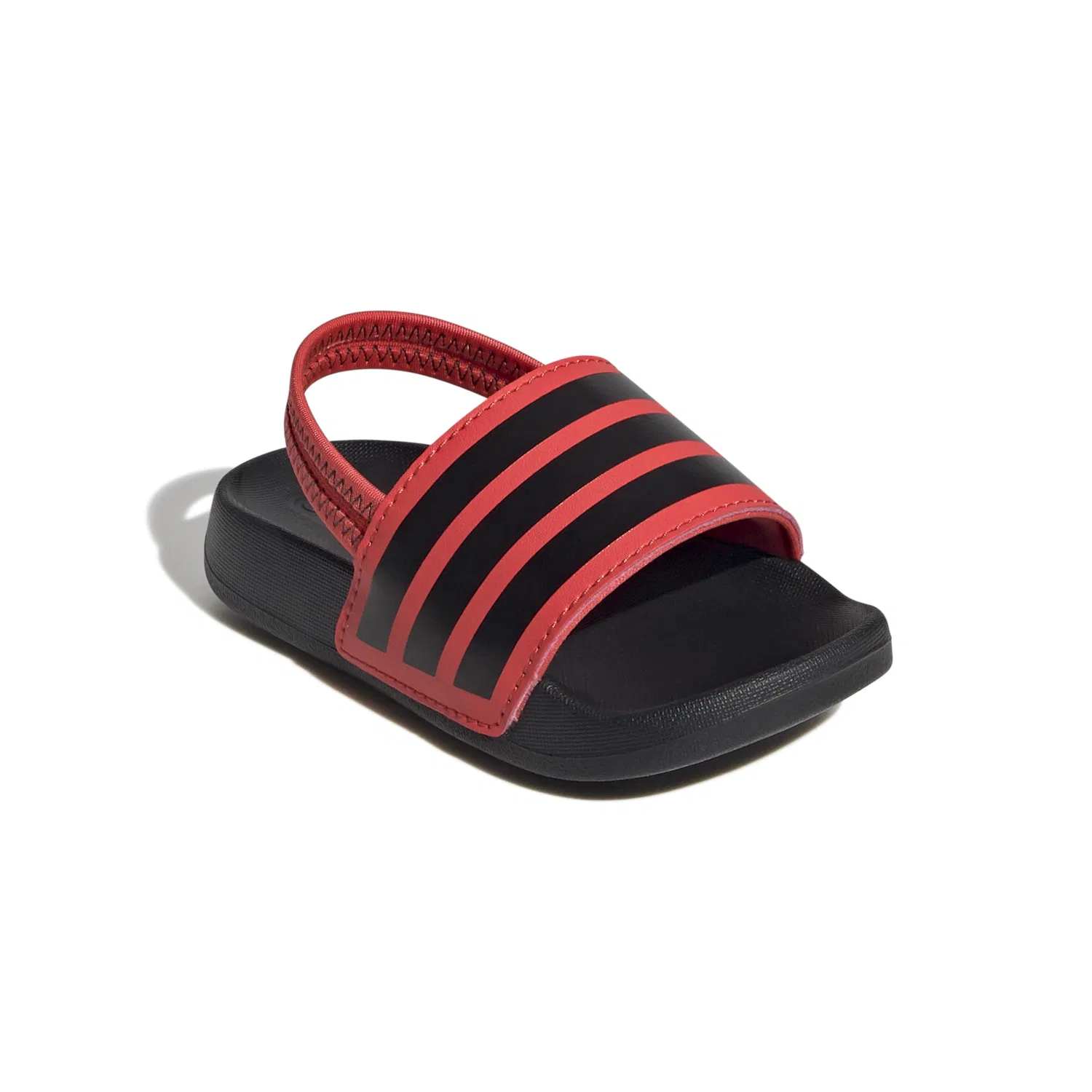 Детские шлепанцы для мальчиков с полосками Adilette Estrap Adidas, Light Red Black Black — фото 2