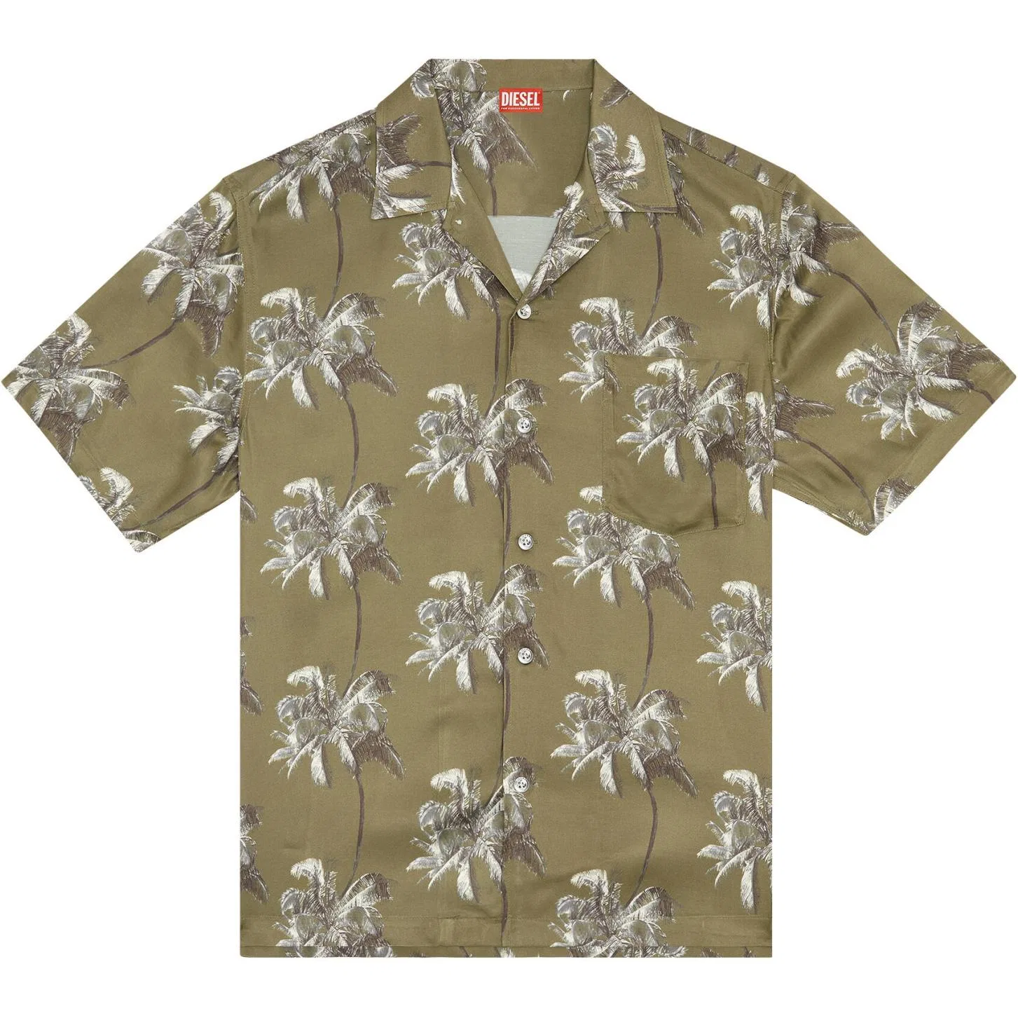 Мужская рубашка с принтом Adrian Palm Tree DIESEL, Green