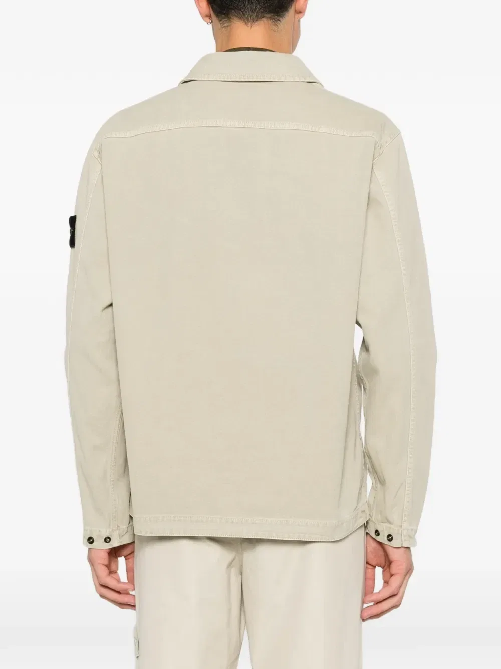 Куртка-рубашка с логотипом и нагрудным карманом Stone Island, бежевый — фото 4
