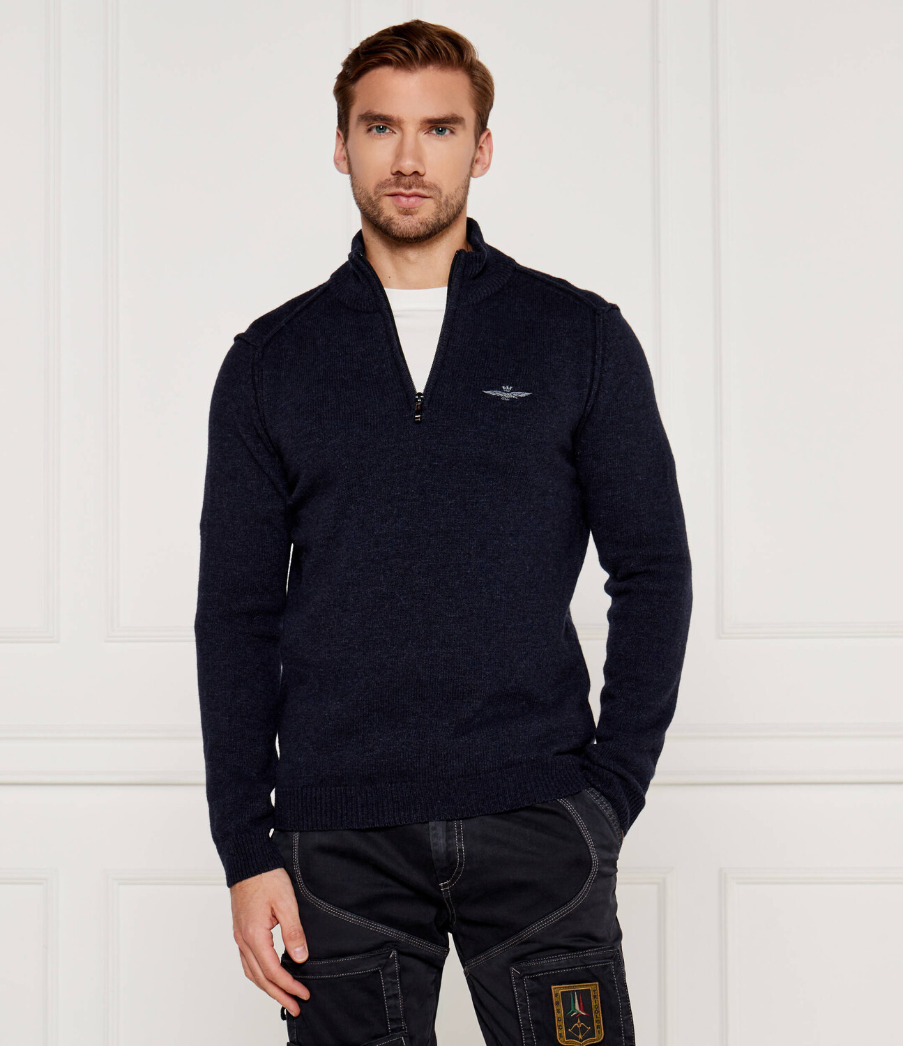 

Свитер из шерсти Aeronautica Militare Regular Fit, темно-синий