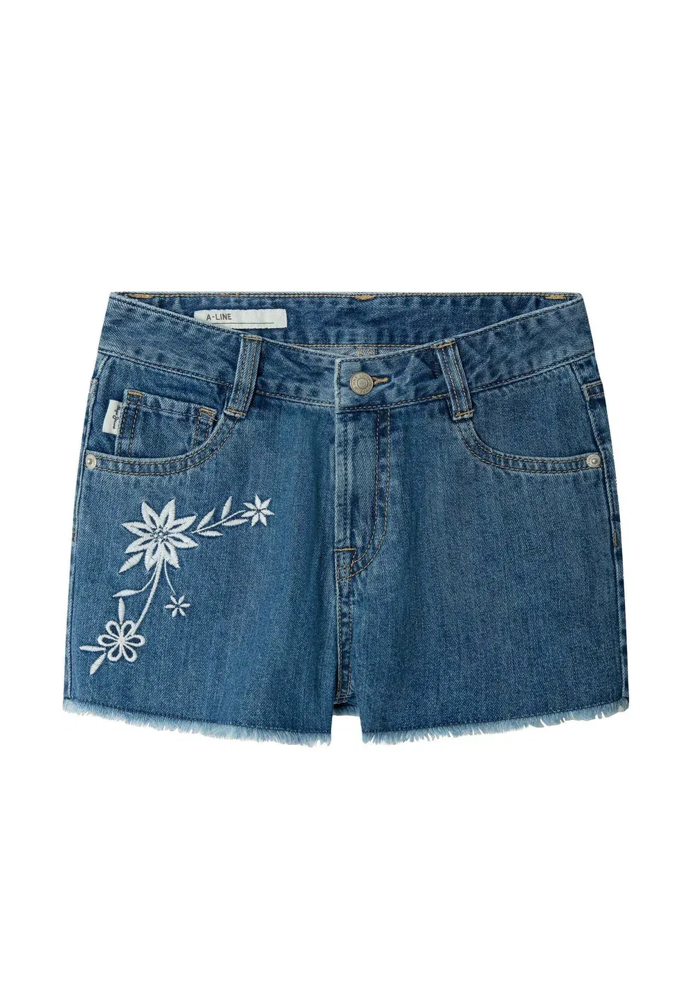 Шорты А-силуэта, короткие, с цветочным принтом - джинсовые шорты Pepe Jeans, Oz Admiral Blue Rigid Den