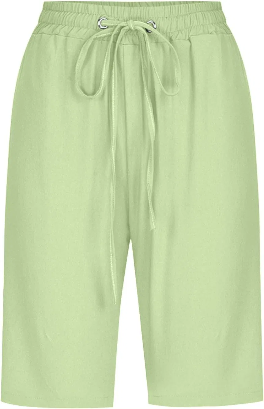 Женские широкие шорты с высокой посадкой Polyester, Green — фото 3