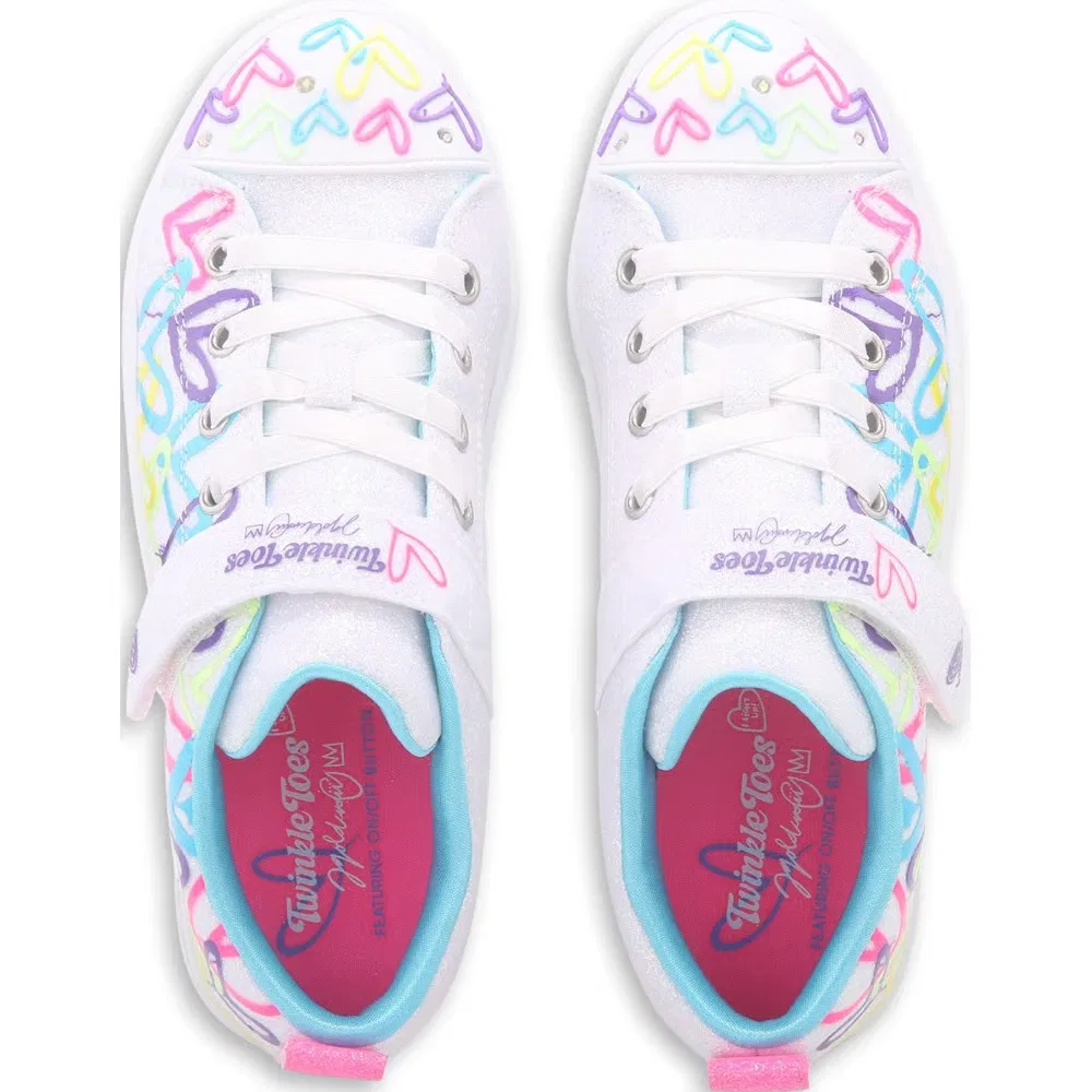 Детские кроссовки с мерцающими искорками для малышей Skechers, White Heart Multi — фото 4
