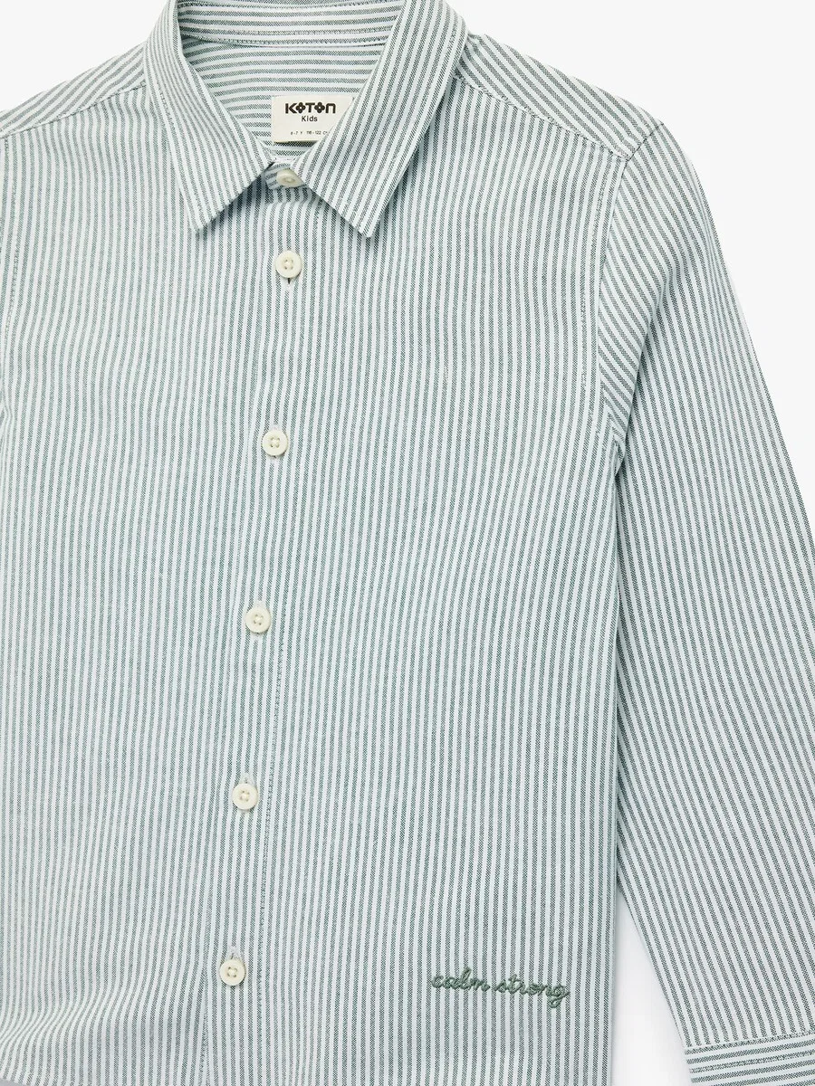 Рубашка Koton Regular fit на пуговицах, цвет экрю — фото 4