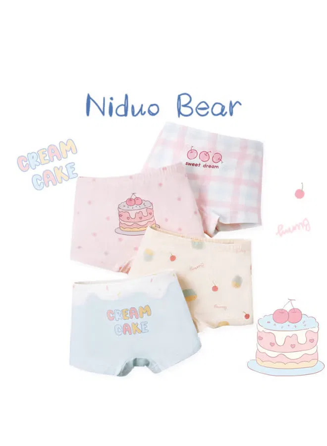 Трусы-боксеры хлопковые для девочек, комплект 4 шт, Niduo Bear, Niduoxiong, в ассортименте
