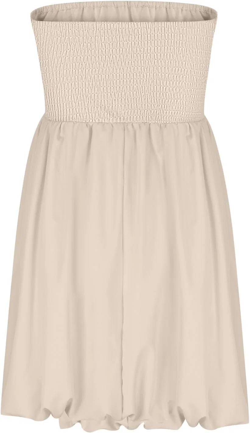 Женское мини-платье с воланами и смоком Tube Top, Beige — фото 3