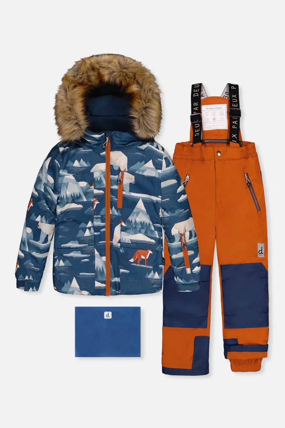Детский комбинезон для мальчиков зимний с принтом медведя Deux par Deux, Blue Bear Print