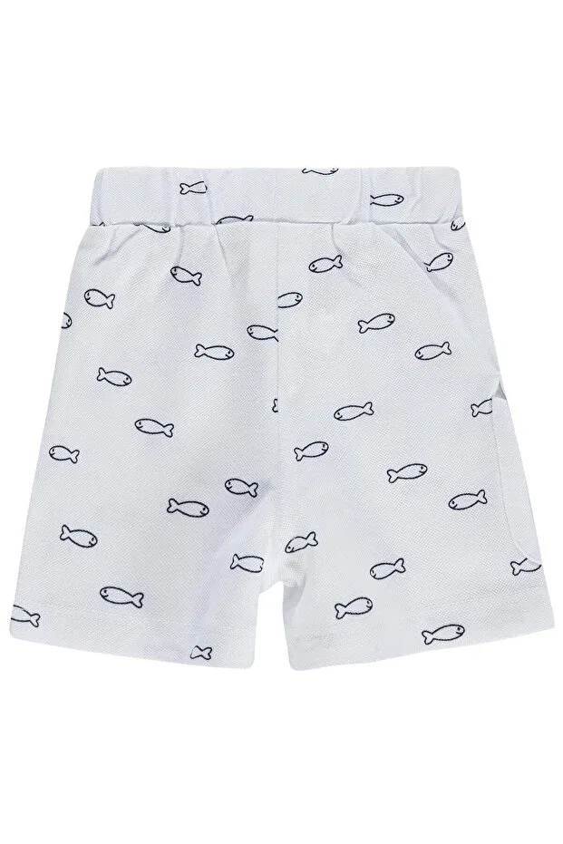 Детские шорты для мальчиков с принтом Fish Print Civil Baby, White — фото 2