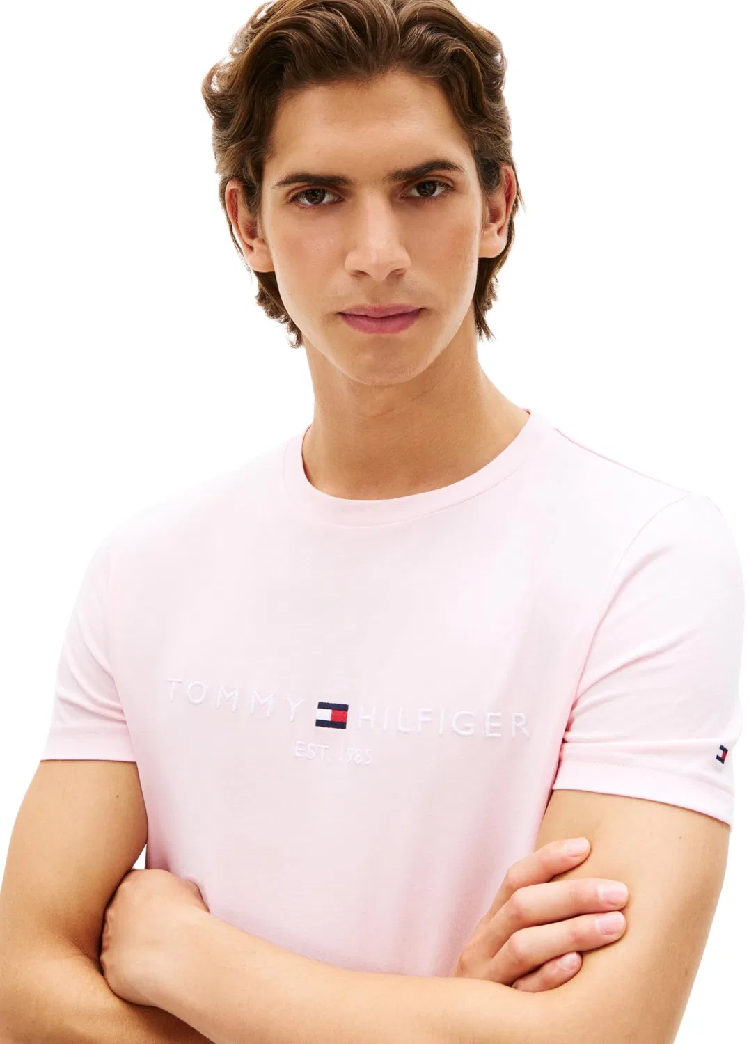 Мужская футболка с коротким рукавом Slim Fit Tommy Hilfiger, Pink Lily — фото 4