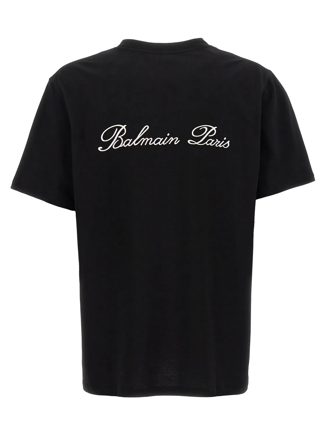 Мужская футболка с вышитым логотипом Bicolor Cotton T-Shirt Balmain, White/Black — фото 2