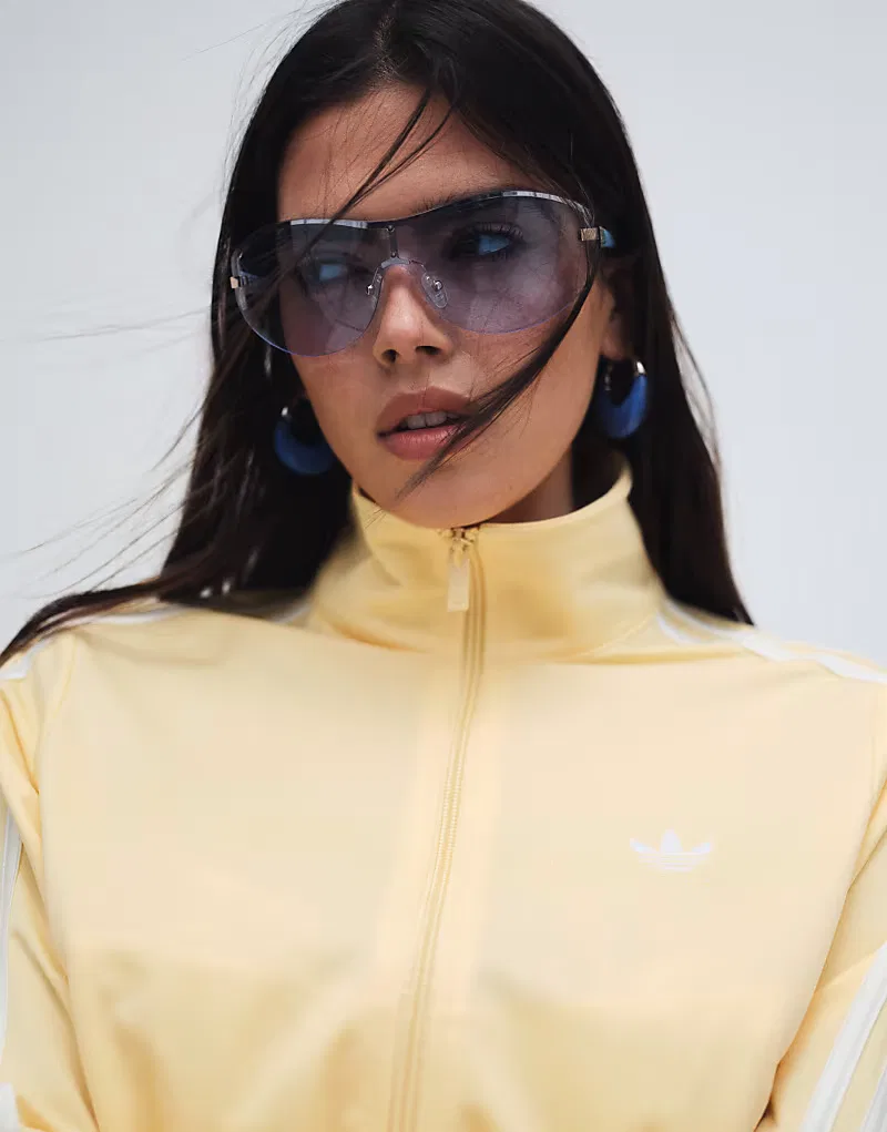 Классическая спортивная куртка Adidas Originals Firebird желто-белого — фото 4