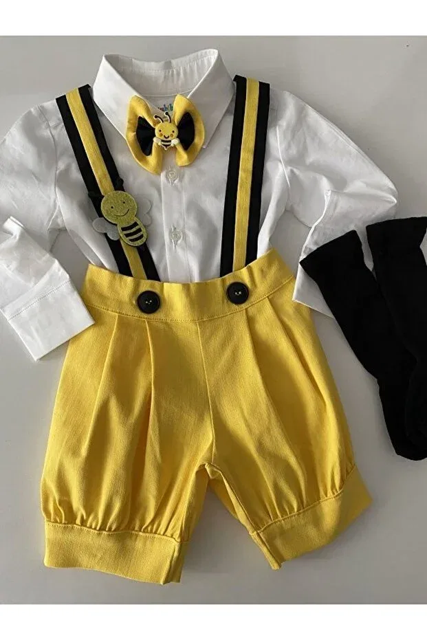 Детский комбинезон-шорты с принтом Bee Concept Tubibebe, Yellow Black — фото 3