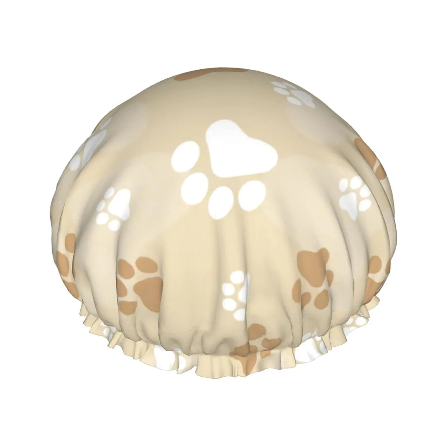 Шапочка для душа Dog Paw Print Brown, Oudrspo, Double Waterproof, Reusable