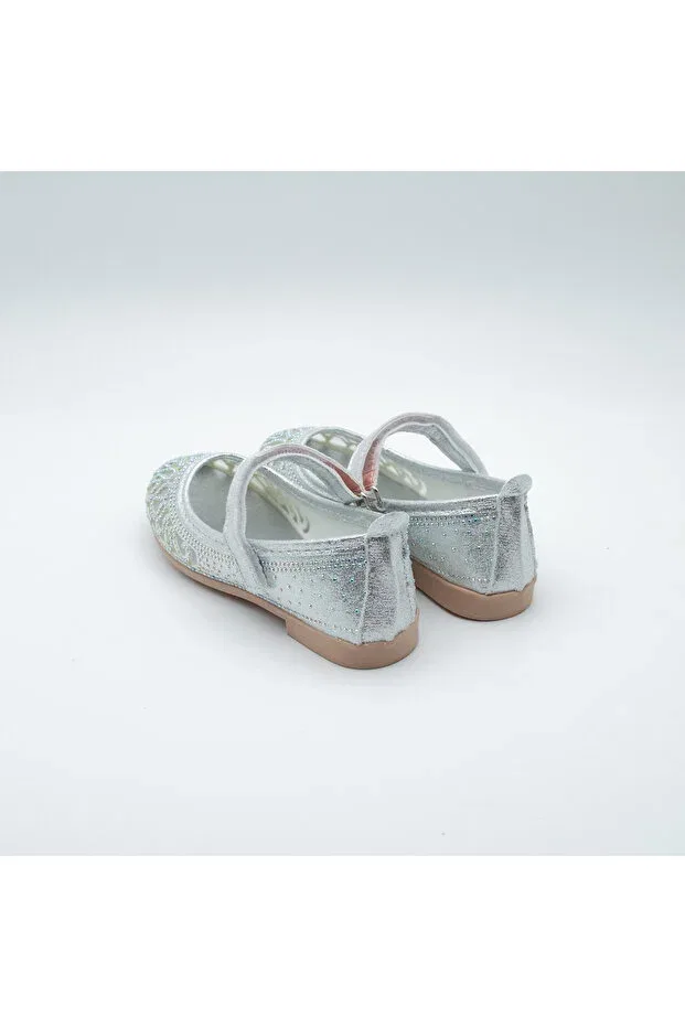 Детские балетки для девочек с принтом Arçın Shoes, Silver — фото 2