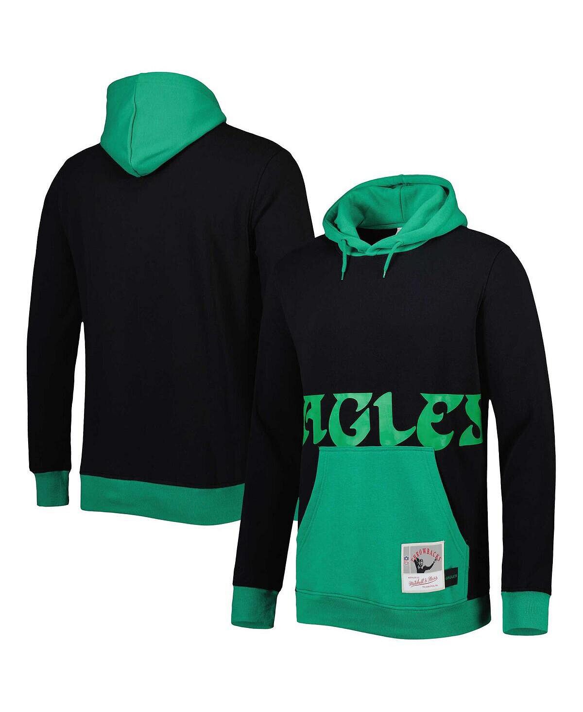 

Мужская черная и темно-зеленая толстовка с капюшоном philadelphia eagles big and tall big face pullover Mitchell & Ness, мульти