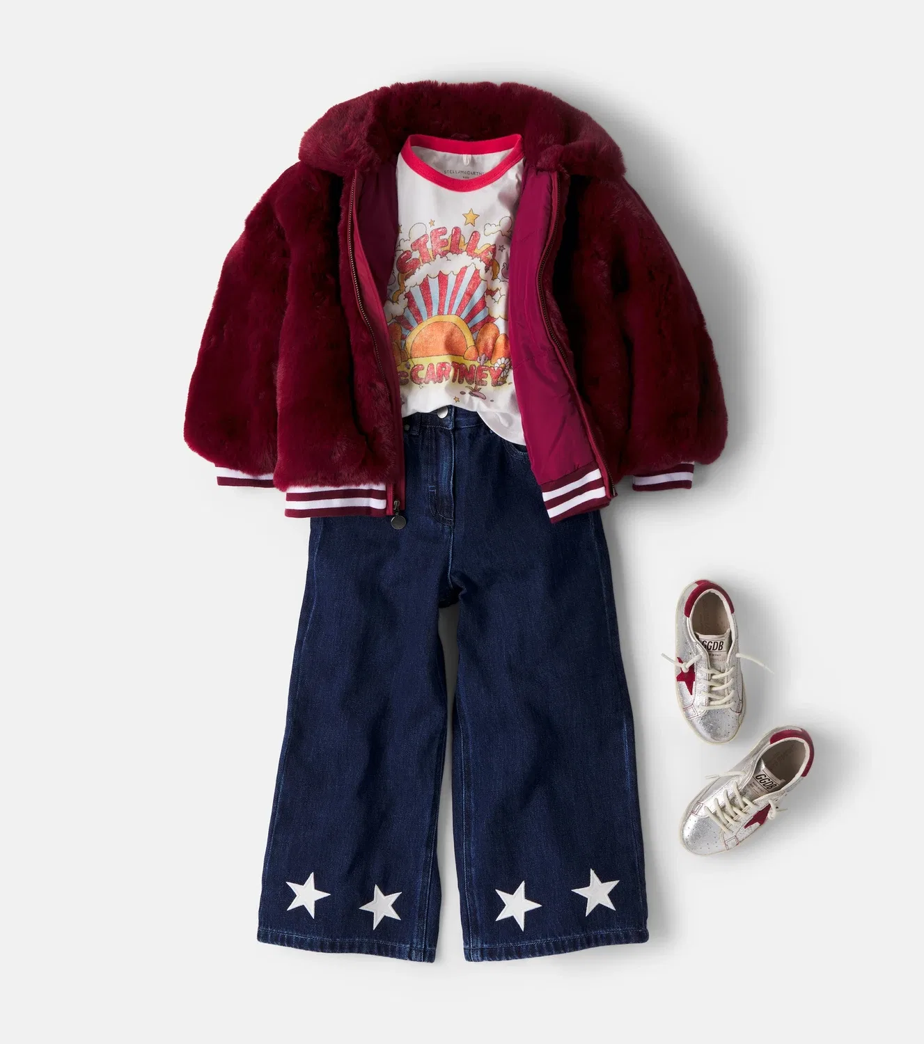 Тедди-пальто с молнией спереди Stella Mccartney Kids, бордовый — фото 2