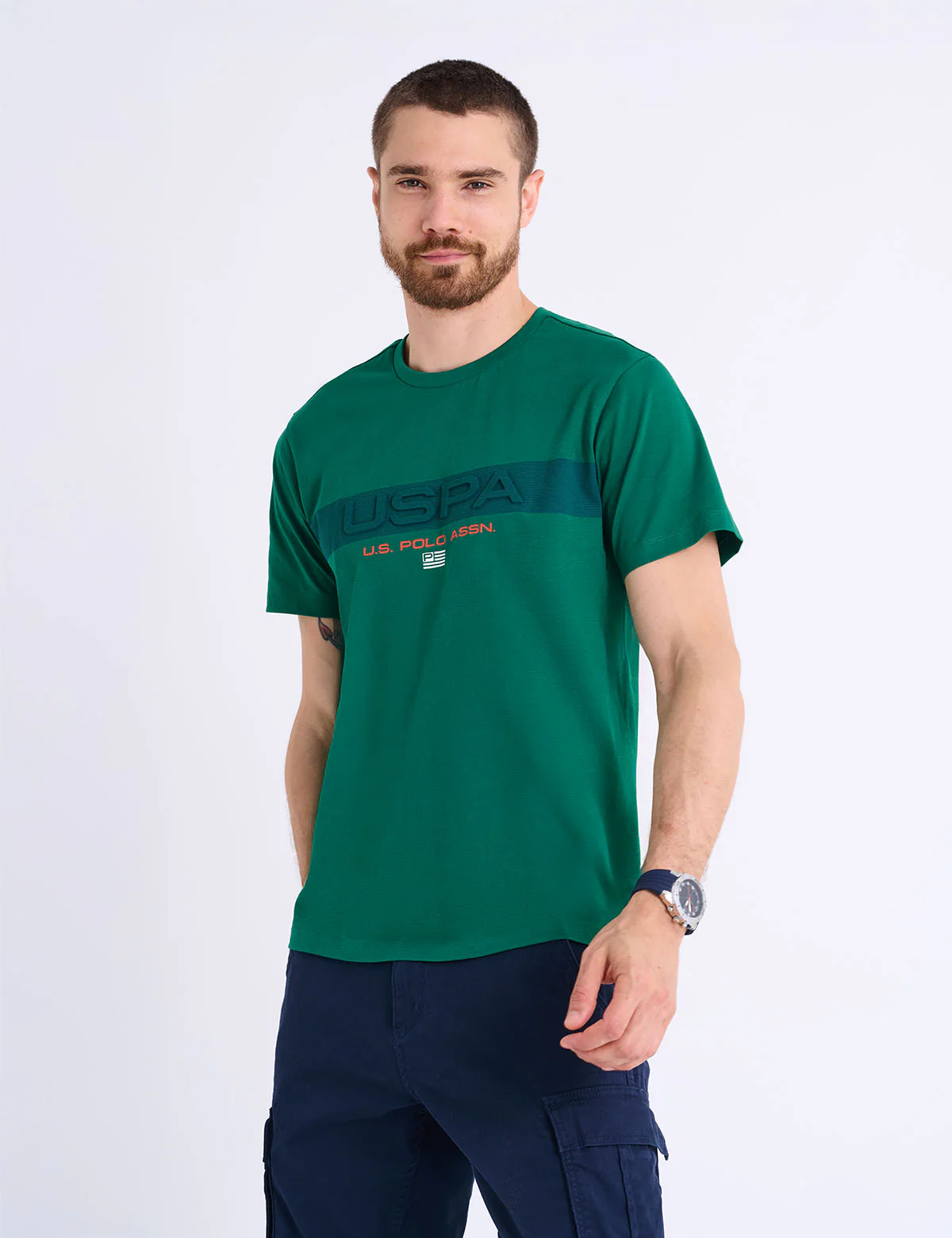 

Футболка U.S. Polo Assn Embossed Uspa Stripe Jersey, зеленый