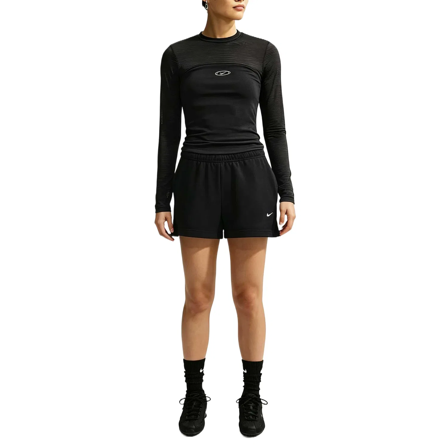 Женские шорты повседневные All Black/Sail White Nike, Черный/Белый — фото 3