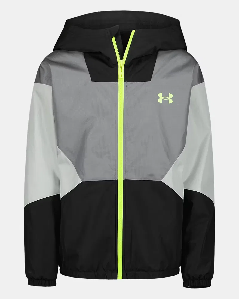 Ветровка для мальчиков ветрозащитная с микрофлисовой подкладкой Manataug UnderArmour, Black/Green Citrine