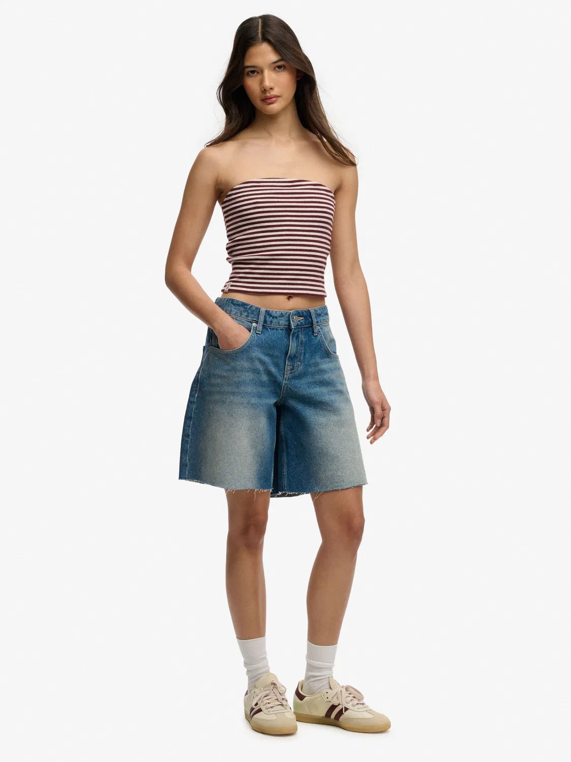 Шорты свободные Mid Rise Baggy Superdry, Mid Blue Wash — фото 4