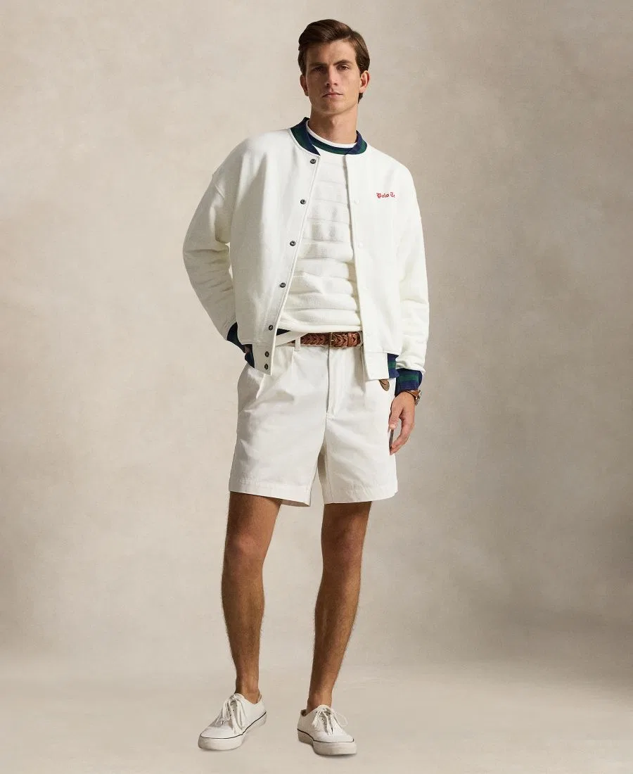 Мужское флисовое бейсбольное джекет-худи с вышивкой Polo Tennis Polo Ralph Lauren, White — фото 2