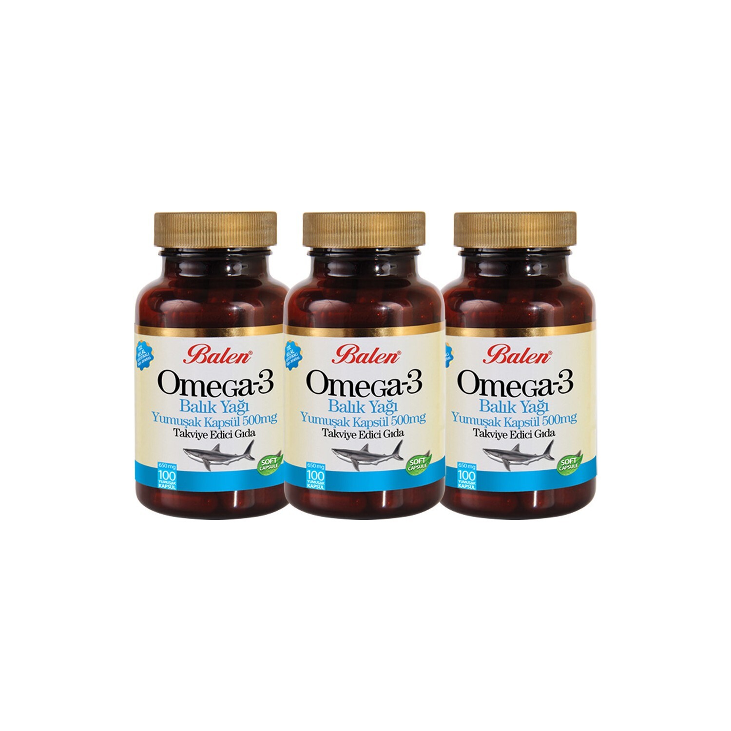 

Рыбий жир Balen Omega 3, 100 капсул, 500 мг, 3 штуки