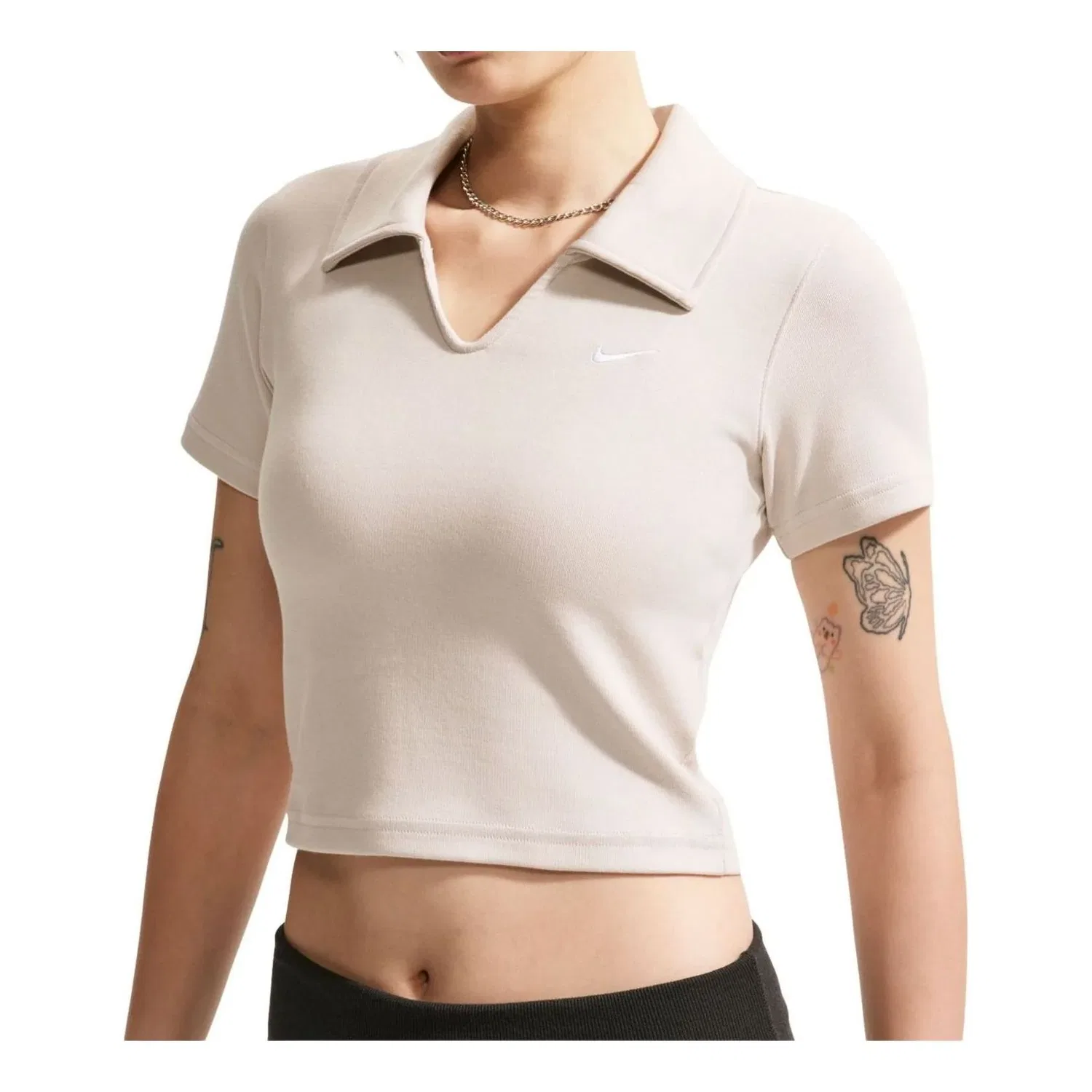 Женское поло Sportswear Fitted Cropped Top 'Bleached Lilac White' Nike, Bleached Lilac/White