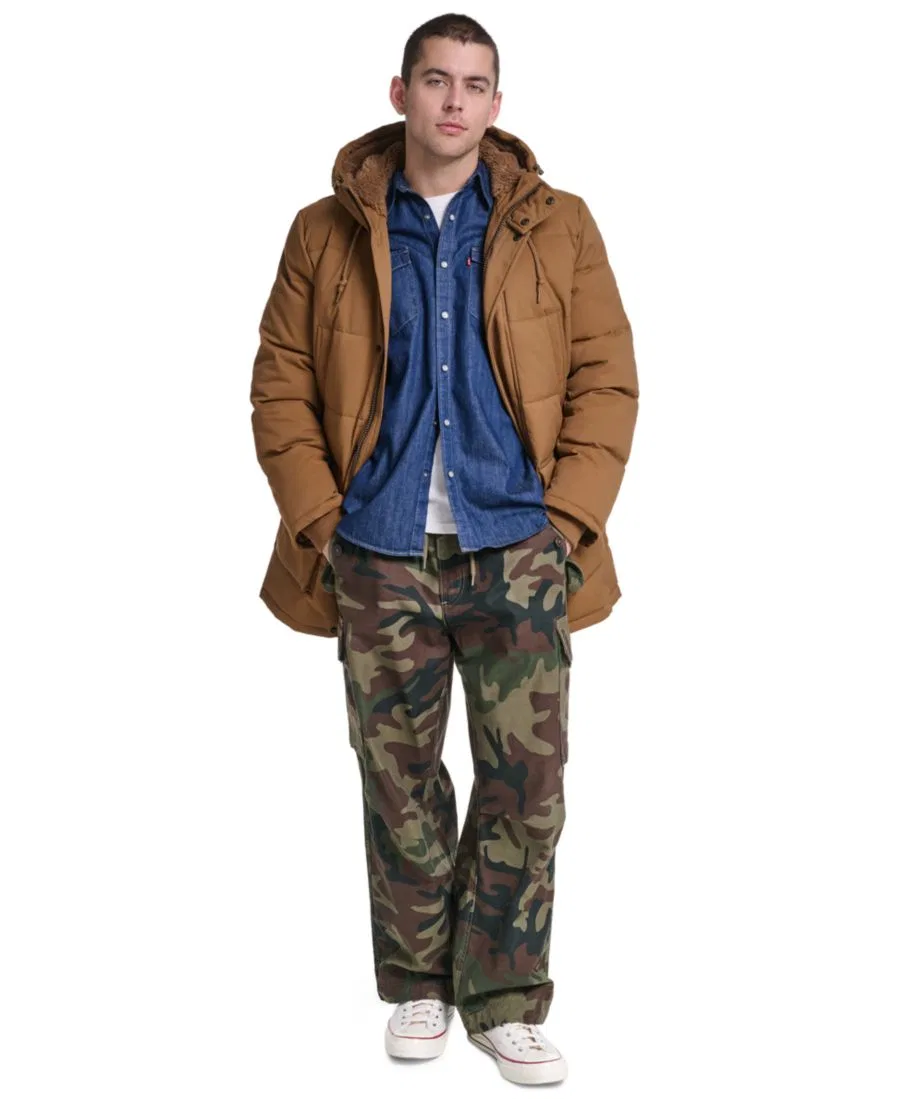 Мужское стеганое пальто-парка классического кроя Levi's, Brown — фото 2
