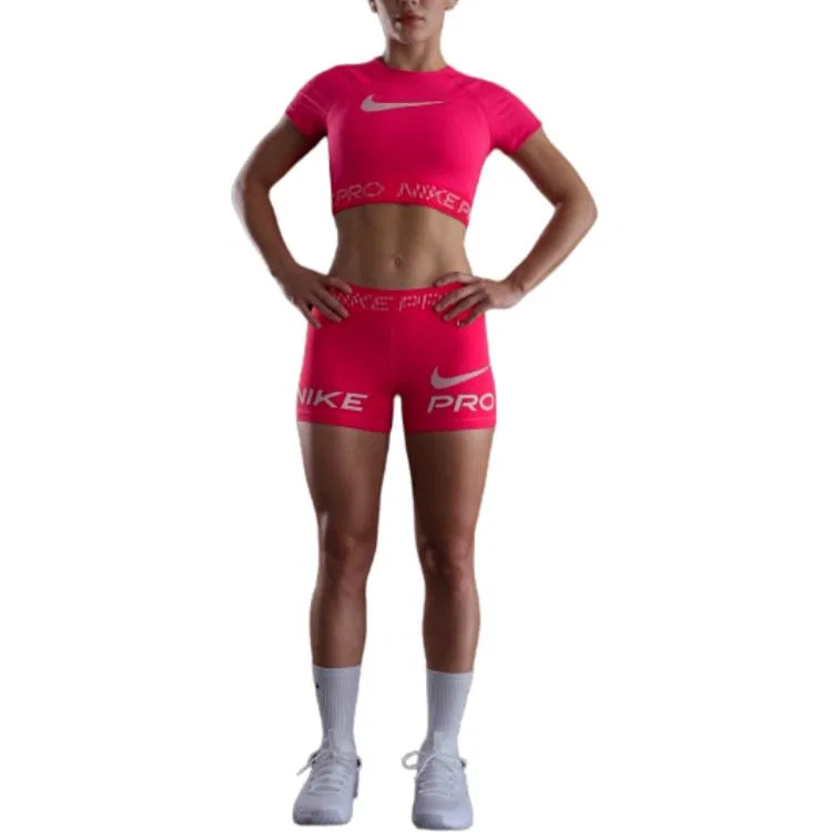 Женский укороченный топ с коротким рукавом с принтом Dri-FIT Nike, Pink
