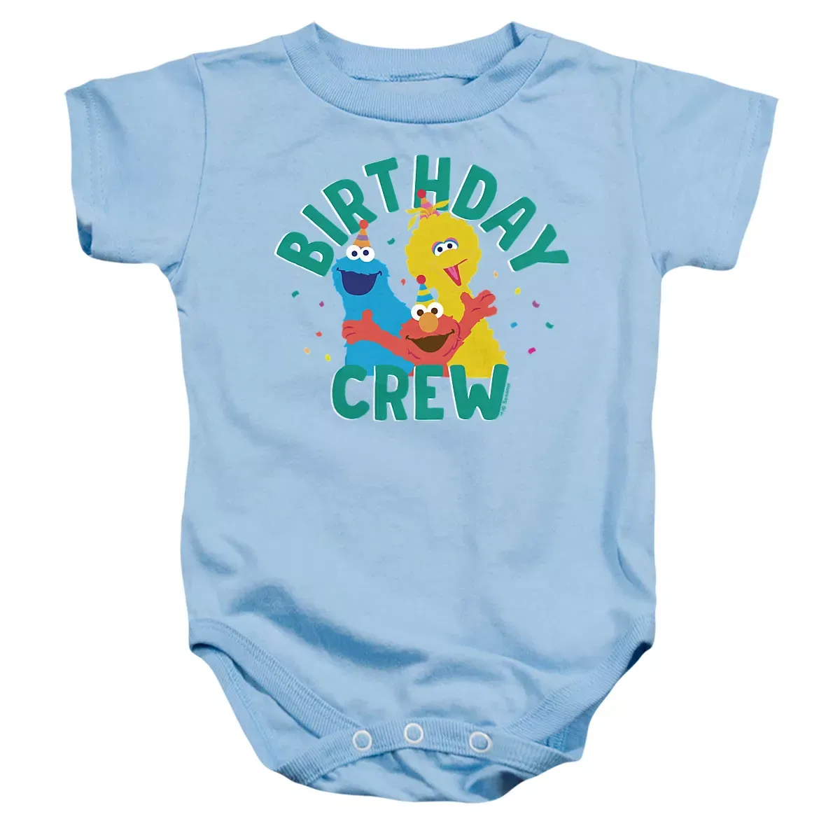 Детское боди с коротким рукавом с принтом Baby Elmo Big Bird Cookie Monster Birthday Crew Sesame Street, Light Blue