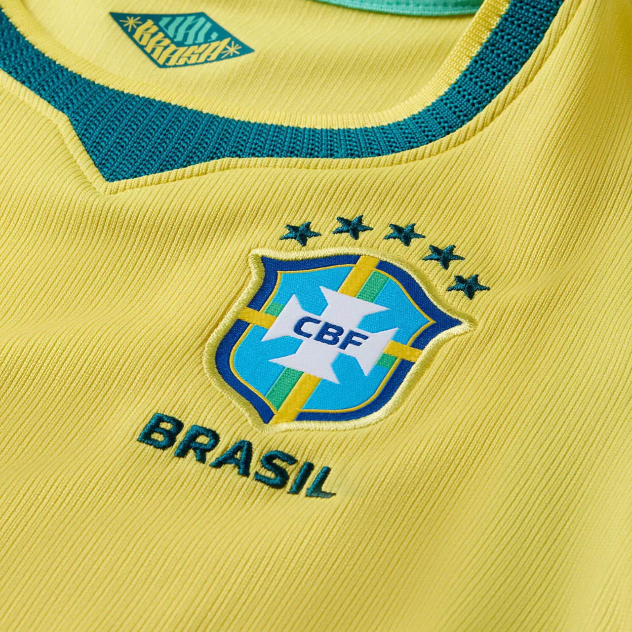 Детский набор футбольной формы Nike Brasil Dri-Fit Stadium Home Kit, цвет Green/Canary — фото 4
