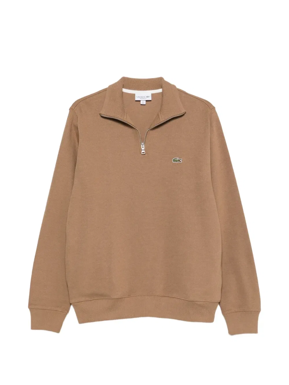 Поло с нашивкой-логотипом и застежкой-молнией Lacoste, коричневый