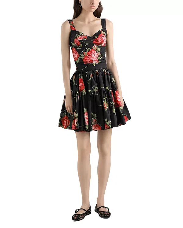 Женская юбка с принтом Rose Bouquet Print Dolce & Gabbana, Black Print — фото 2
